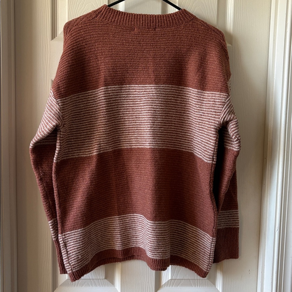 Staccato Women's Copper and Cream Striped Crewneck Sweater - Picture 4 of 5